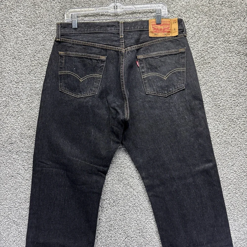 Levi's 501 XX Button Fly Mens Measure 34x30 (36x32 On Tag) Black Denim Jeans EUC